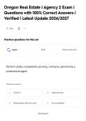 Oregon Real Estate &vert; Agency 2 Exam &vert;&NewLine;Questions with 100&percnt; Correct Answers &vert;&NewLine;Verified &vert; Latest Update 2026&sol;2027
