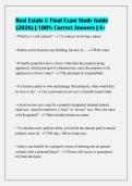 Real Estate U Final Exam Study Guide&NewLine;&lpar;2026&rpar; &vert; 100&percnt; Correct Answers &vert; A&plus;