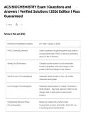 ACS BIOCHEMISTRY Exam &vert; Questions and&NewLine;Answers &vert; Verified Solutions &vert; 2026 Edition &vert; Pass&NewLine;Guaranteed