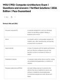 WGU C952&colon; Computer Architecture Exam &vert;&NewLine;Questions and Answers &vert; Verified Solutions &vert; 2026&NewLine;Edition &vert; Pass Guaranteed