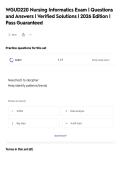 WGUD220 Nursing Informatics Exam &vert; Questions&NewLine;and Answers &vert; Verified Solutions &vert; 2026 Edition &vert;&NewLine;Pass Guaranteed