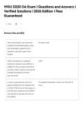 WGU D220 OA Exam &vert; Questions and Answers &vert;&NewLine;Verified Solutions &vert; 2026 Edition &vert; Pass&NewLine;Guaranteed