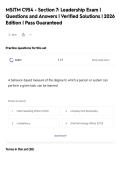 MSITM C954 - Section 7&colon; Leadership Exam &vert;&NewLine;Questions and Answers &vert; Verified Solutions &vert; 2026&NewLine;Edition &vert; Pass Guaranteed