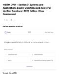 MSITM C954 - Section 6&colon; ITIL 3 Lifecycle Stages&NewLine;Exam &vert; Questions and Answers &vert; Verified&NewLine;Solutions &vert; 2026 Edition &vert; Pass Guaranteed