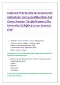 California Wind Turbine Technician Certification Exam Practice Test Questions And Correct Answers &lpar;Verified Answers&rpar; Plus Rationales 2026 Q&A &vert; 