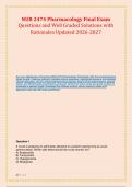 NUR 2474 Pharmacology Final Exam &NewLine;Questions and Well Graded Solutions with &NewLine;Rationales Updated 2026-2027 