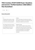 WGU Inventory STUDY GUIDE Exam &vert; Questions&NewLine;and Answers &vert; Verified Solutions &vert; 2026 Edition &vert;&NewLine;Pass Guaranteed