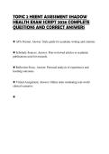 TOPIC 2 HEENT ASSESSMENT SHADOW&NewLine;HEALTH EXAM SCRIPT 2026 COMPLETE&NewLine;QUESTIONS AND CORRECT ANSWERS