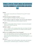 TOSCA FINAL TEST 2026 QUESTIONS&NewLine;WITH CORRECT ANSWERS GRADED&NewLine;A&plus;