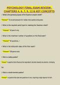 Psychology Final Exam Review Chapters 4&comma; 6&comma; 7&comma; 9&comma; 12 & Key Concepts Questions & Answers &vert; Complete Study Guide &vert; Verified Solutions&period;