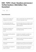 D351 - TOPIC 4 Exam &vert; Questions and Answers &vert;&NewLine;Verified Solutions &vert; 2026 Edition &vert; Pass&NewLine;Guaranteed