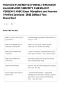 WGU D351 FUNCTIONS OF HUMAN RESOURCE&NewLine;MANAGEMENT OBJECTIVE ASSESSMENT&NewLine;VERSION 1 AND 2 Exam &vert; Questions and Answers&NewLine;&vert; Verified Solutions &vert; 2026 Edition &vert; Pass&NewLine;Guaranteed