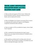 TRAVEL AGENT CERTIFICATION&NewLine;EVALUATION EXAMS 2026 FULL&NewLine;SOLUTION STUDY GUIDE&NewLine;