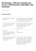 HR Technology - D356 Exam &vert; Questions and&NewLine;Answers &vert; Verified Solutions &vert; 2026 Edition &vert; Pass&NewLine;Guaranteed