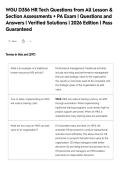 WGU D356 HR Tech Questions from All Lesson &&NewLine;Section Assessments &plus; PA Exam &vert; Questions and&NewLine;Answers &vert; Verified Solutions &vert; 2026 Edition &vert; Pass&NewLine;Guaranteed