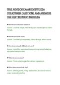 TRUE ADVISOR EXAM REVIEW 2026&NewLine;STRUCTURED QUESTIONS AND ANSWERS&NewLine;FOR CERTIFICATION SUCCESS