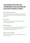 TRUE ADVISOR EXAM SCRIPT 2026&NewLine;COMPREHENSIVE EXAM QUESTIONS AND&NewLine;SOLUTIONS 100 PERCENT CORRECT&NewLine;
