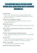 TSA WRITING SKILLS ACTUAL EXAM&NewLine;PAPER 2026 QUESTIONS WITH ANSWERS&NewLine;GRADED A&plus;&NewLine;