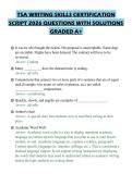 TSA WRITING SKILLS CERTIFICATION&NewLine;SCRIPT 2026 QUESTIONS WITH SOLUTIONS&NewLine;GRADED A&plus;