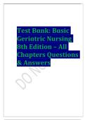 Test Bank for Basic Geriatric Nursing 8th Edition Comprehensive Chapter Practice Questions and Exam Review Guide for Gerontological Nursing Students
