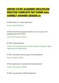 UNITED STATES ACADEMIC DECATHLON&NewLine;PRACTICE COMPLETE TEST PAPER 2026&NewLine;CORRECT ANSWERS GRADED A&plus;