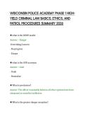 WISCONSIN POLICE ACADEMY PHASE 1 HIGHYIELD CRIMINAL LAW BASICS&comma; ETHICS&comma; AND&NewLine;PATROL PROCEDURES SUMMARY 2026&NewLine;