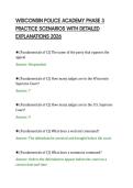 WISCONSIN POLICE ACADEMY PHASE 3&NewLine;PRACTICE SCENARIOS WITH DETAILED&NewLine;EXPLANATIONS 2026&NewLine;