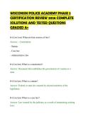 WISCONSIN POLICE ACADEMY PHASE 3&NewLine;CERTIFICATION REVIEW 2026 COMPLETE&NewLine;SOLUTIONS AND TESTED QUESTIONS&NewLine;GRADED A&plus;