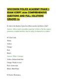 WISCONSIN POLICE ACADEMY PHASE 3&NewLine;EXAM SCRIPT 2026 COMPREHENSIVE&NewLine;QUESTIONS AND FULL SOLUTIONS&NewLine;GRADED A&plus;&NewLine;