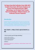 Six Sigma Green Belt Certification Exam &lpar;2026&ndash;2027&rpar; Complete Study Guide&colon; 200 Practice Questions and Answers with Detailed Rationales&comma; DMAIC Methodology&comma; Lean Six Sigma Tools&comma; Process Improvement Strategies&comma; Statistical Analysis&comma; and Certification