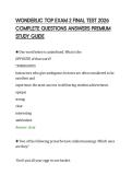 WONDERLIC TOP EXAM 2 FINAL TEST 2026&NewLine;COMPLETE QUESTIONS ANSWERS PREMIUM&NewLine;STUDY GUIDE