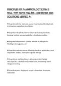 PRINCIPLES OF PHARMACOLOGY EXAM 3&NewLine;FINAL TEST PAPER 2026 FULL QUESTIONS AND&NewLine;SOLUTIONS VERIFIED A&plus;