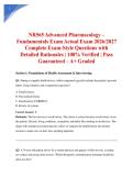  NR565 Advanced Pharmacology &ndash; Fundamentals Exam Actual Exam 2026&sol;2027 Complete Exam-Style Questions with Detailed Rationales &vert; 100&percnt; Verified &vert; Pass Guaranteed &ndash; A&plus; Graded
