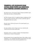PRIMERICA LIFE INSURANCE EXAM&NewLine;ACTUAL EXAM PAPER 2026 QUESTIONS&NewLine;WITH VERIFIED ANSWERS GRADED A&plus;