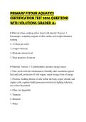 PRIMARY FITOUR AQUATICS&NewLine;CERTIFICATION TEST 2026 QUESTIONS&NewLine;WITH SOLUTIONS GRADED A&plus;&NewLine;