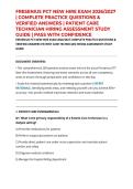 FRESENIUS PCT NEW HIRE EXAM 2026&sol;2027 &vert; COMPLETE PRACTICE QUESTIONS & VERIFIED ANSWERS &vert; PATIENT CARE TECHNICIAN HIRING ASSESSMENT STUDY GUIDE &vert; PASS WITH CONFIDENCE