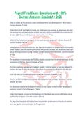 Payroll Final Exam Questions with 100&percnt; Correct Answers Graded A&plus; 2026
