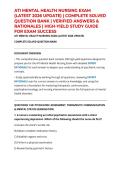 ATI MENTAL HEALTH NURSING EXAM &lpar;LATEST 2026 UPDATE&rpar; &vert; COMPLETE SOLVED QUESTION BANK &vert; VERIFIED ANSWERS & RATIONALES &vert; HIGH-YIELD STUDY GUIDE FOR EXAM SUCCESS