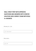 Wall Street Prep Wall Street Prep WITH APPROVED QUESTIONS AND ANSWERS WITH VERIFIED SOLUTION 100&percnt; CORRECT EXAM WITH REAL A&plus; ANSWER
