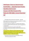 Washington Electrical Administrator &NewLine;Examination &mdash; Specialty Exam Practice &NewLine;Questions And Correct  &NewLine;Answers &lpar;Verified Answers&rpar; Plus  &NewLine;Rationale 2026 Q&A&vert; Instant Download &NewLine;Pdf  