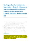 Washington Electrical Administrator &NewLine;Examination &mdash; General &mdash; Master Level &NewLine;Exam Practice Questions And Correct &NewLine;Answers &lpar;Verified Answers&rpar; Plus &NewLine;Rationale 2026 Q&A&vert; Instant Download &NewLine;Pdf 