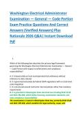 Washington Electrical Administrator &NewLine;Examination &mdash; General &mdash; Code Portion &NewLine;Exam Practice Questions And Correct &NewLine;Answers &lpar;Verified Answers&rpar; Plus &NewLine;Rationale 2026 Q&A&vert; Instant Download &NewLine;Pdf 