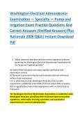 Washington Electrical Administrator &NewLine;Examination &mdash; Specialty &mdash; Pump and &NewLine;Irrigation Exam Practice Questions And &NewLine;Correct Answers &lpar;Verified Answers&rpar; Plus &NewLine;Rationale 2026 Q&A&vert; Instant Download &NewLine;Pdf 