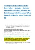 Washington Electrical Administrator &NewLine;Examination &mdash; Specialty &mdash; Domestic &NewLine;Appliance Exam Practice Questions And &NewLine;Correct Answers &lpar;Verified Answers&rpar; Plus &NewLine;Rationale 2026 Q&A&vert; Instant Download &NewLine;Pdf 