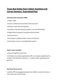 Texas Real Estate Exam &lpar;State&rpar; Questions and Correct Answers&vert; Guaranteed Pass- 2026