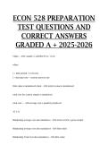 ECON 528 preparation test questions and correct answers GRADED A &plus; 2025-2026