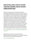MSN 621 FINAL EXAM 3 2026 FULL SOLVED&NewLine;QUESTIONS ANSWERS CLINICAL DECISION&NewLine;MAKING REVIEW SHEET
