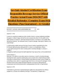 ServSafe Alcohol Certification Exam Responsible Beverage Service Official Practice Actual Exam 2026&sol;2027 with Detailed Rationales &vert; Complete Exam-Style Questions &vert; Pass Guaranteed &ndash; A&plus; Graded&NewLine;&NewLine;