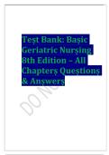 Test Bank for Basic Geriatric Nursing 8th Edition Comprehensive Chapter Practice Questions and Review Guide for Gerontological Nursing and Elderly Care Students Across All Major Topics