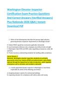 Washington Elevator Inspector &NewLine;Certification Exam Practice Questions &NewLine;And Correct Answers &lpar;Verified Answers&rpar; &NewLine;Plus Rationale 2026 Q&A&vert; Instant &NewLine;Download Pdf  